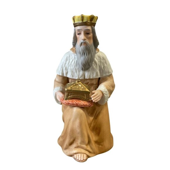 Vintage HOMCO Porcelain Nativity King Figurine With Gold Crown Gift 6" - Picture 1 of 6